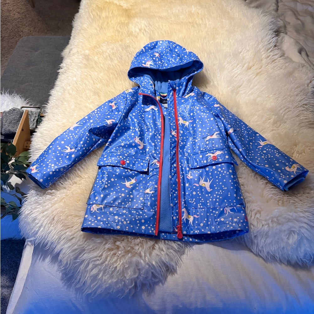 Joules Blue Fleece Jacket with Horse & Daisy Lining
